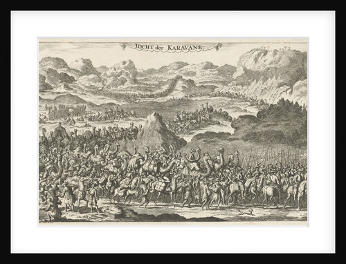 Great caravan of laden camels and armed figures on horseback by Jan Luyken