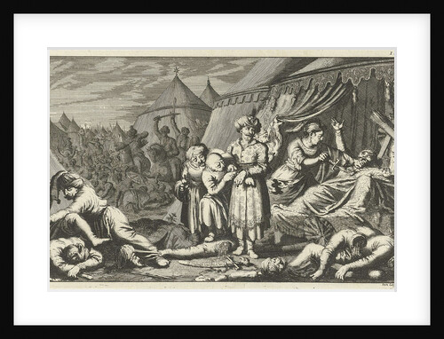 King of Ormus attacked and slain in a tent camp by Jan Luyken