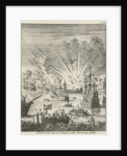 Sea Battle between Dutch and Spanish ships off the coast of Goa India by Jan Luyken