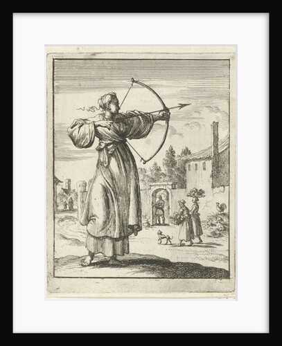 Woman shooting with bow and arrow by Pieter Arentsz II