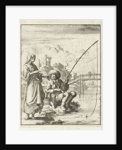 Woman in conversation with an angler by Pieter Arentsz II