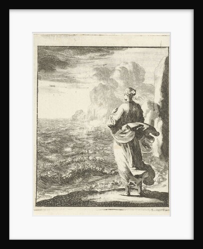 Woman looking from the shore out to sea by Pieter Arentsz II