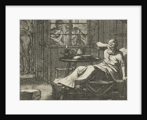 Man perceives through the window two thieves who were preparing to steal a cow by Aart Wolsgrein