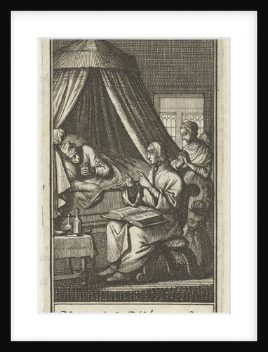 Figures praying at the bed of a patient by Barent Bos