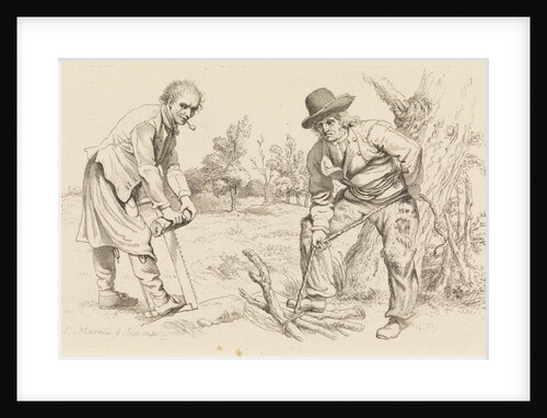 Study Sheet with wood Firewood-gatherer and a man with saw by Jacob Ernst Marcus
