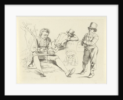 Study Sheet with a mower and a boy with a basket by Jacob Ernst Marcus