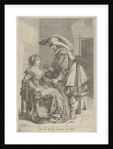 Man offers woman a coin by Cornelis Danckerts