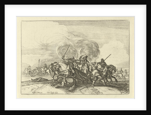 Battlefield Scene with riders by Reinier & Josua Ottens