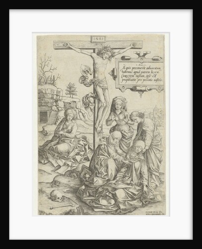 Christ on the cross with swooning Mary and other saints by Hans Liefrinck I