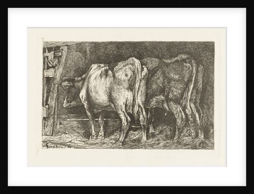Two cows in a manger by Gerard Jan Bos