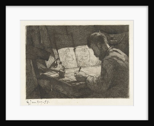 Self Portrait at the drawing board by Gerard Jan Bos