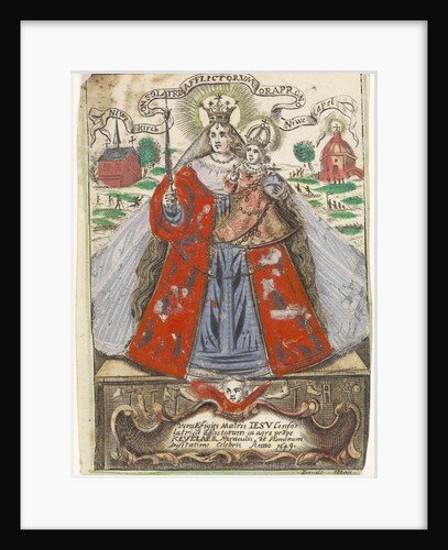 Virgin and Child with behind her two church buildings by Jacobus de Man I