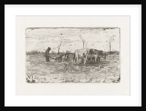 Plowing oxen by Anton Mauve