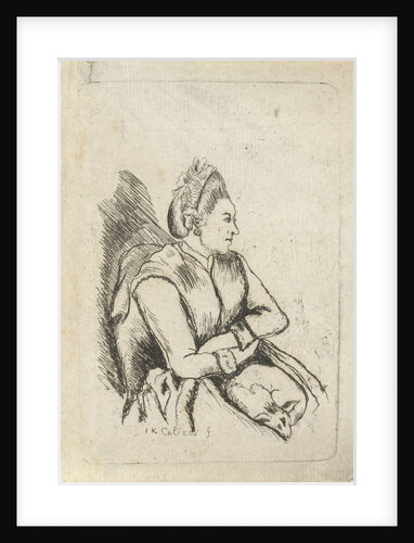 Sitting lady with dog on lap by Johan Antoni Kauclitz Colizzi