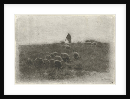 Shepherd with flock of sheep by Anton Mauve