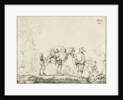 Man with horse at laundress by Johannes Körnlein