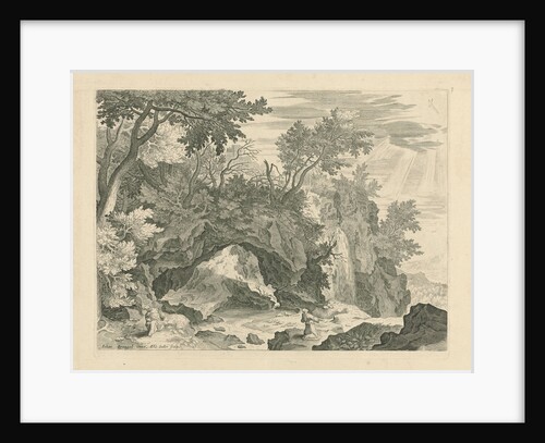 Rocky Landscape with the stigmatization of Saint Francis by Aegidius Sadeler