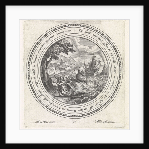 The fish spit Jonah out on the land by Philips Galle