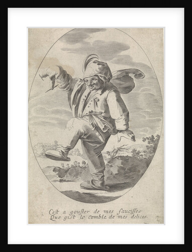 Dancing farmer with a sausage by Balthazar Moncornet