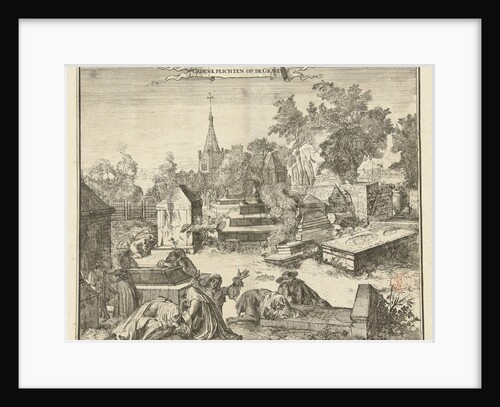 Grieving people on the Portuguese-Jewish cemetery Beth Haim at Ouderkerk The Netherlands by Romeyn de Hooghe