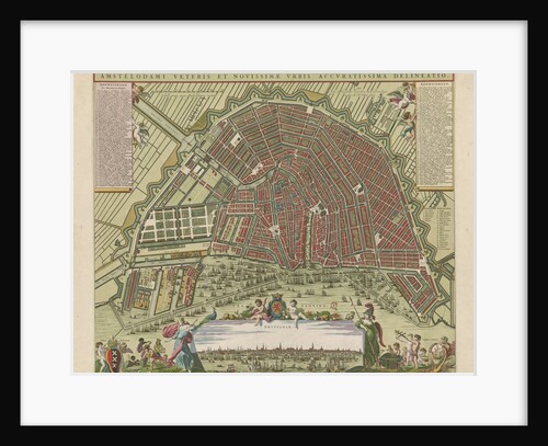 Hand-colored Map of Amsterdam by Nicolaes Visscher I