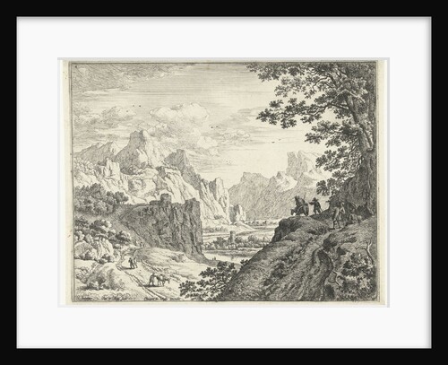 River landscape with travelers by Clement de Jonghe