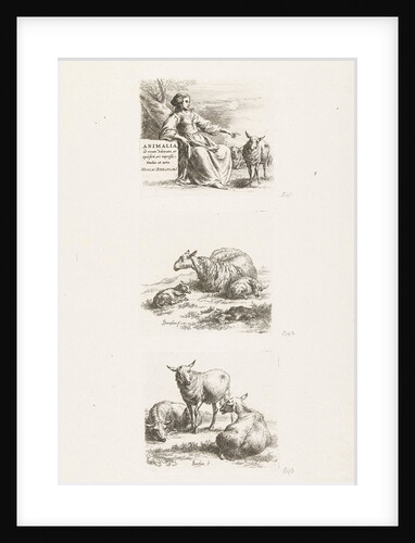Seated shepherdess with sheep by Anonymous