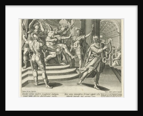 Saul aimed a spear at David by Johann Sadeler I