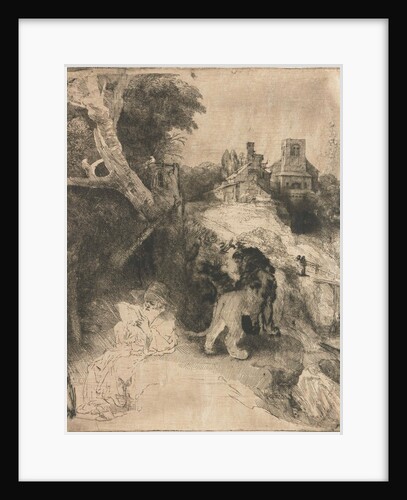 Reading in an Italian landscape by Rembrandt Harmensz. van Rijn
