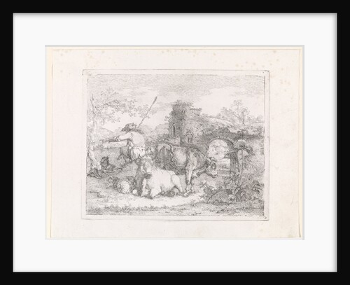 Shepherd with his flock by Barend Hendrik Thier