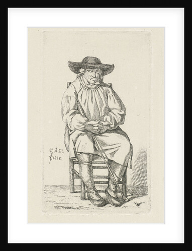 Seated man with stick by Anthonie Willem Hendrik Nolthenius de Man