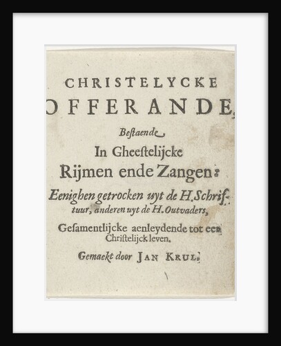 Title page for: JH Curl by Christelycke offerande