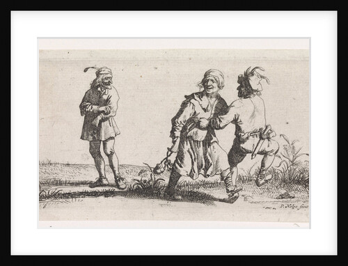 Two dancing peasants and a spectator by Pieter Jansz. Quast