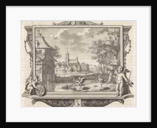 Village with two storks near a pool by Frederik Ottens