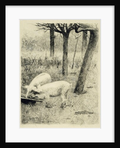 Two pigs in a trough by Willem Witsen