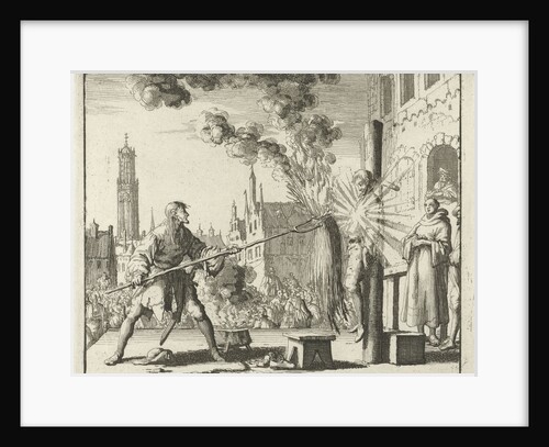 Hendrik Eemkens in Utrecht slain by gunpowder by Jan Luyken