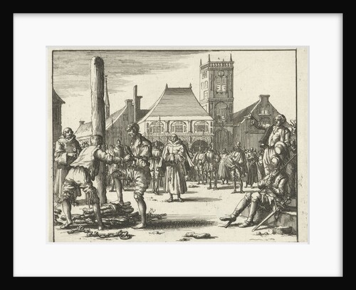 Willem Jansz. climbs the pyre by Jan Luyken