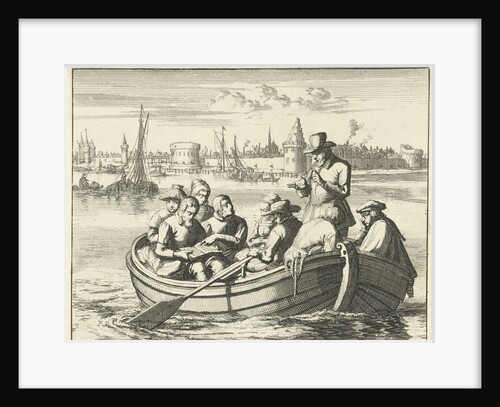 Pieter Pietersz. Bekjen preaches eight people in a rowing boat on the Amstel by Anonymous