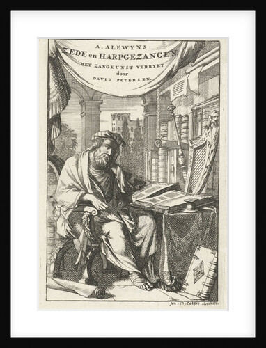Elderly man at his desk in a study by Caspar Luyken