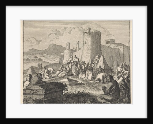 Early Christians come together at a cemetery by Jan Luyken