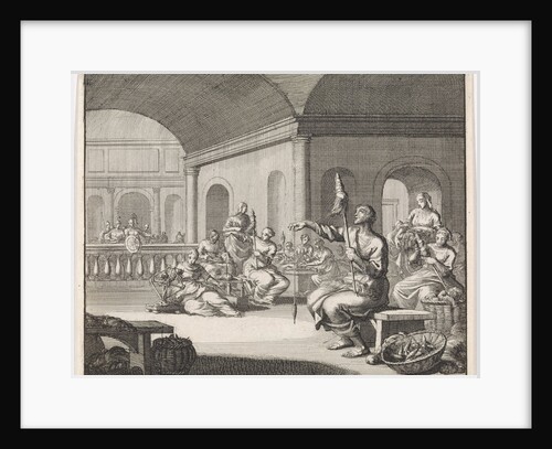 Holy Hesychius of Antioch spins wool by Jan Luyken