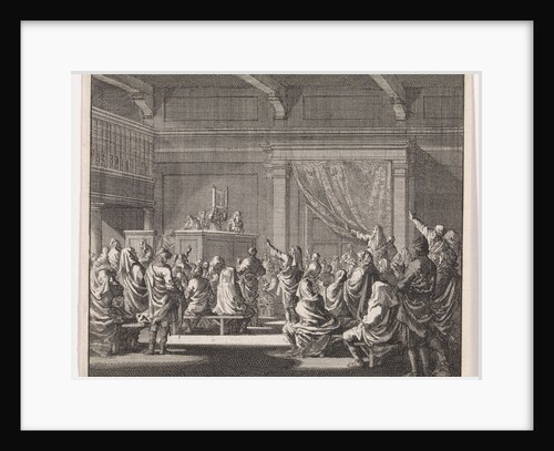 Synagogue where a rabbi reads a law role by Hendrik van Damme
