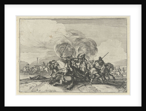 Battlefield Scene with riders by Claes Jansz. Visscher II