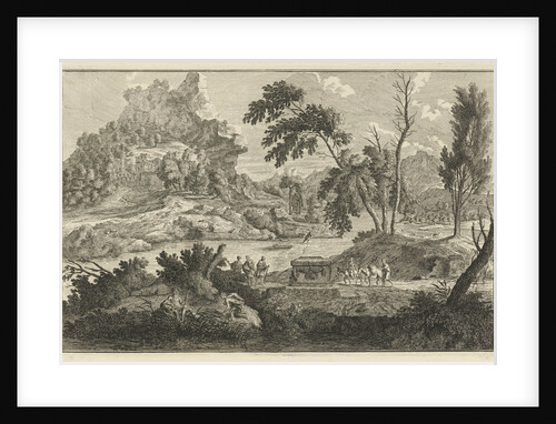 Arcadian river landscape with two donkeys by Leonard Schenk