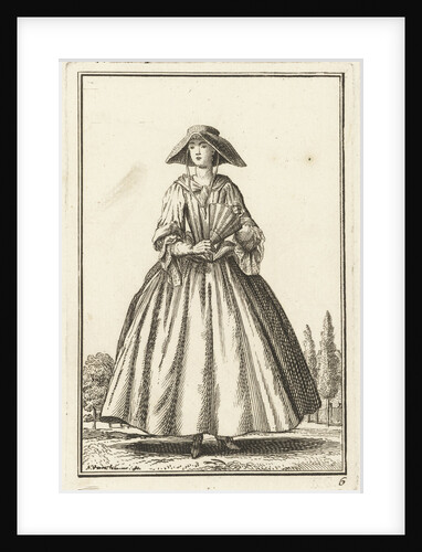 Woman with hat and fan by Adolf van der Laan