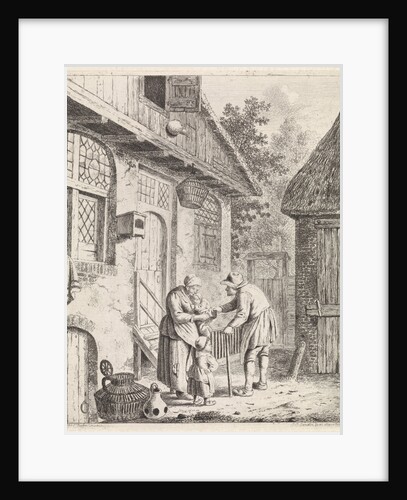 Courtyard with farmers by Johannes Christiaan Janson