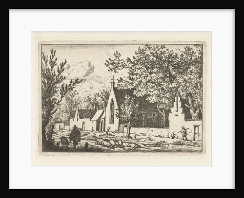 Swineherd near church by Allaert van Everdingen