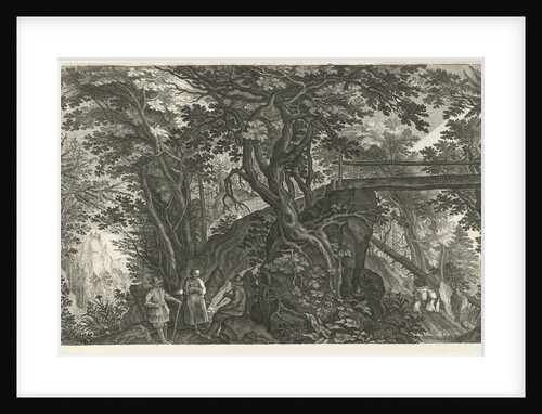 Wooded Landscape with a bridge by Pieter Stevens II