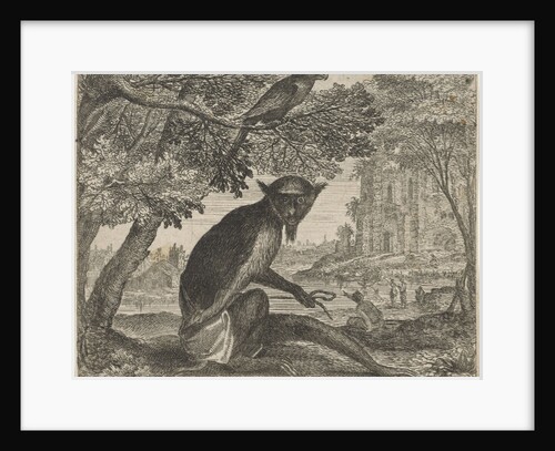 Fable of the parrot and monkey by Aegidius Sadeler