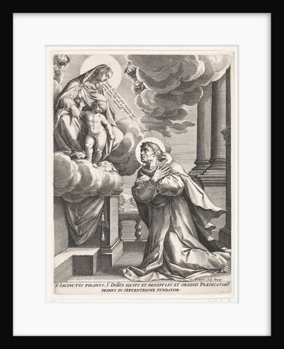 Saint Hyacinth of Poland worships Mary with the Christ Child by Johann Sadeler I